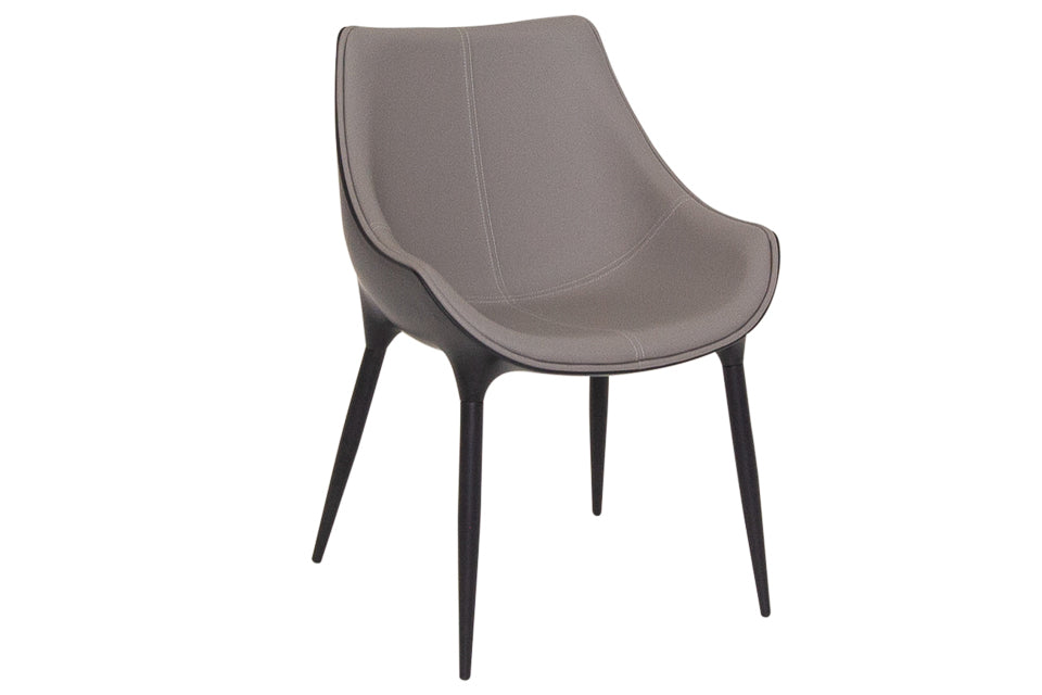 Cairo - Taupe And Black Faux Leather And Metal Dining Chair