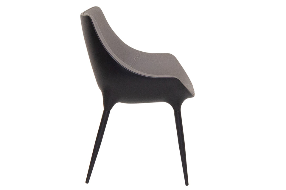 Cairo - Taupe And Black Faux Leather And Metal Dining Chair
