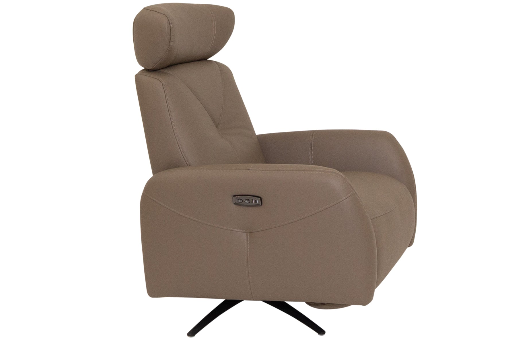 Calla Taupe Leather Power Recliner with usb
