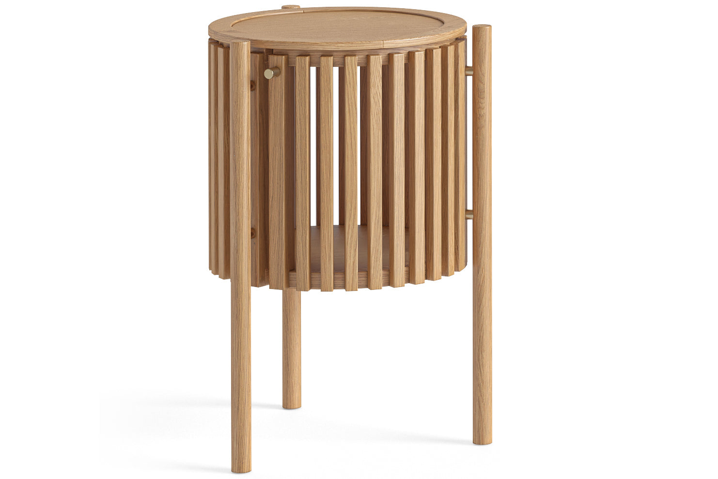 Carna Oak 1 Door Round Lamp Table