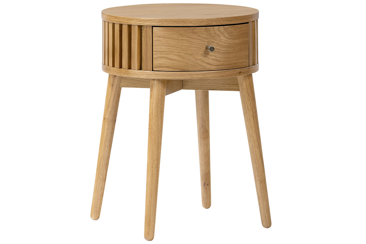 Carna Oak 1 Drawer Round Lamp table