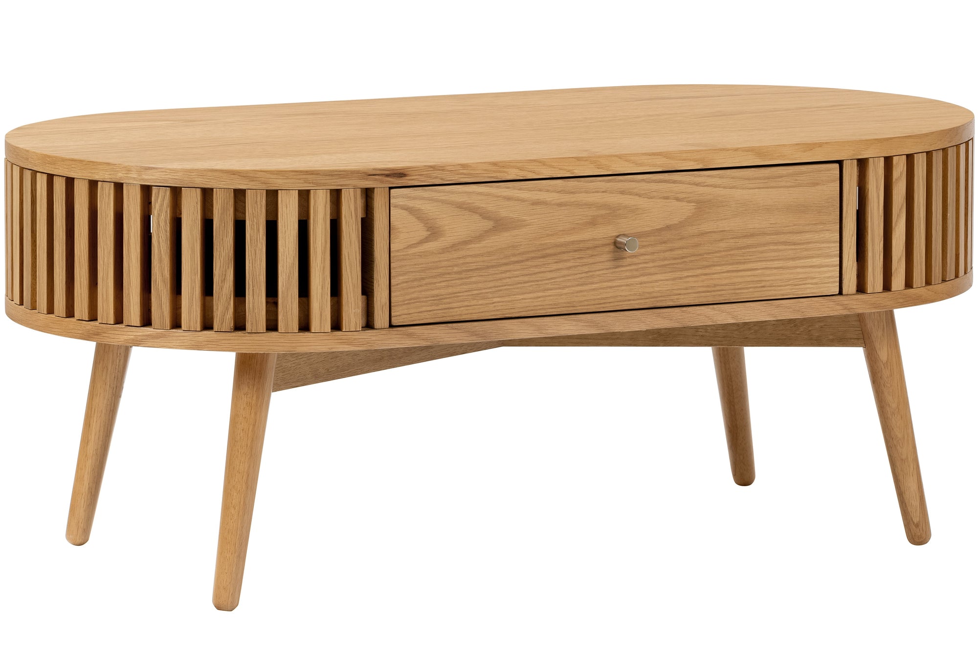 Carna Oak Oval Coffee Table with 1 drawer
