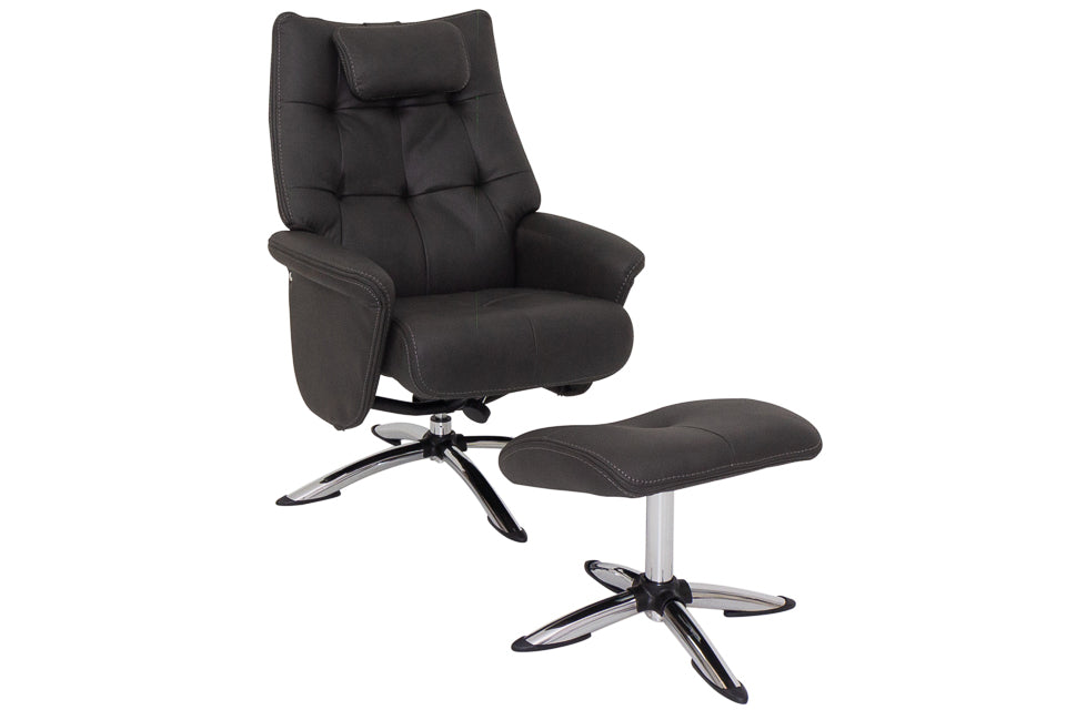 Celia Herbert Grey Fabric Accent Armchair with ottoman