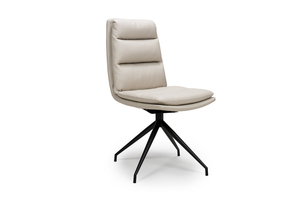 Eske - Taupe Faux Leather And Metal Dining Chair