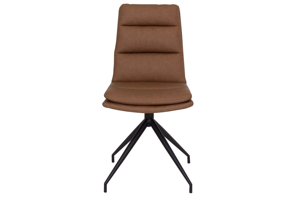 Eske - Brown Faux Leather And Metal Dining Chair