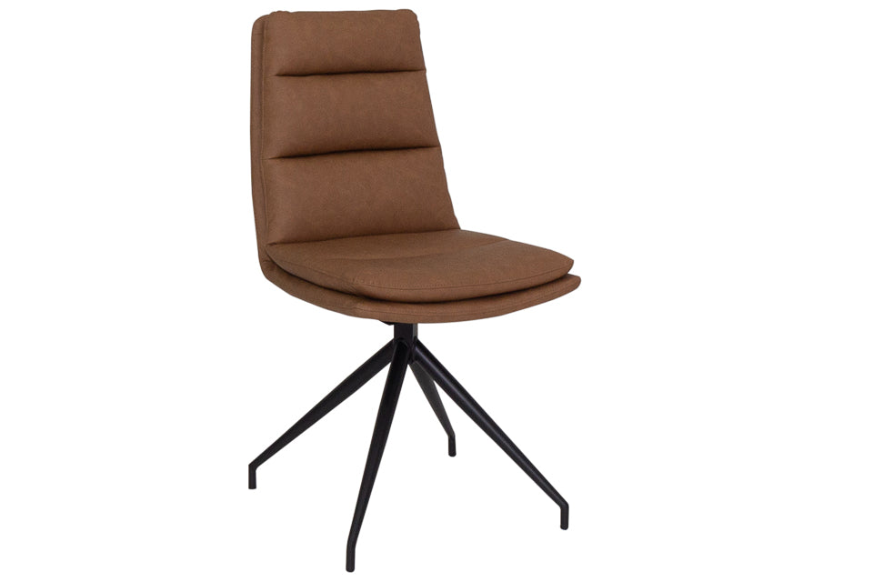 Eske - Brown Faux Leather And Metal Dining Chair