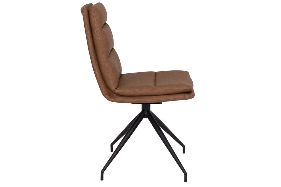 Eske - Brown Faux Leather And Metal Dining Chair