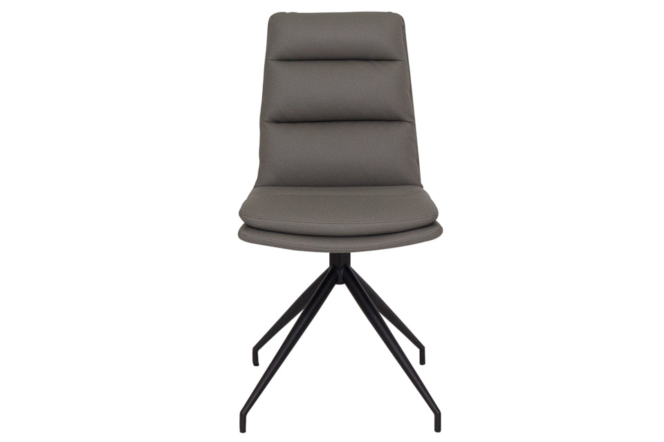 Eske - Grey Faux Leather And Metal Dining Chair