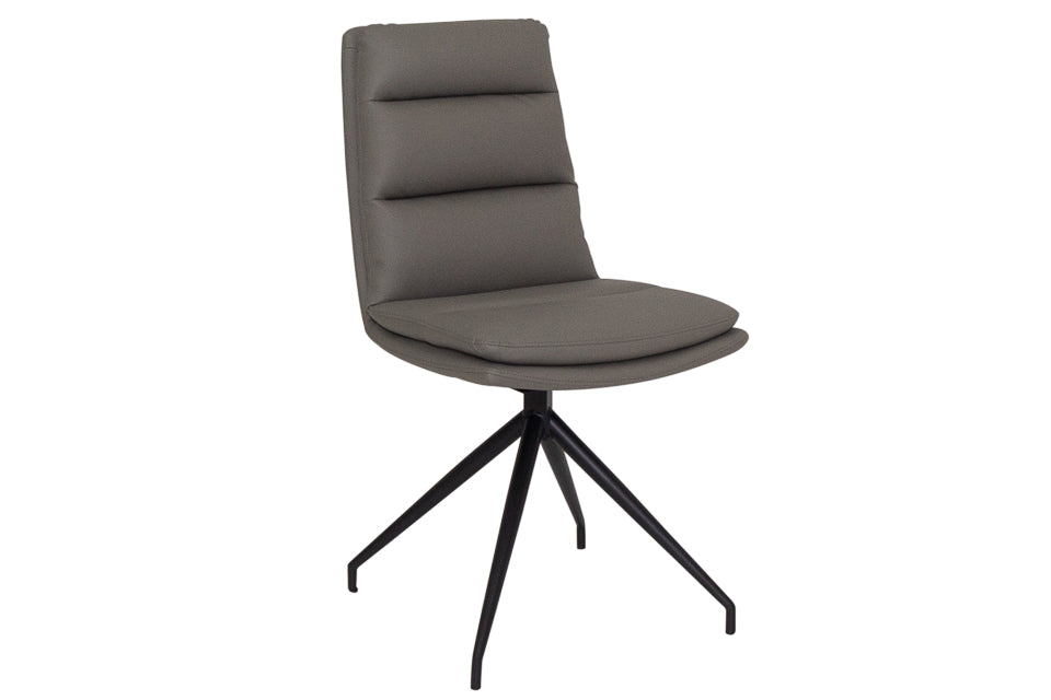 Eske - Grey Faux Leather And Metal Dining Chair