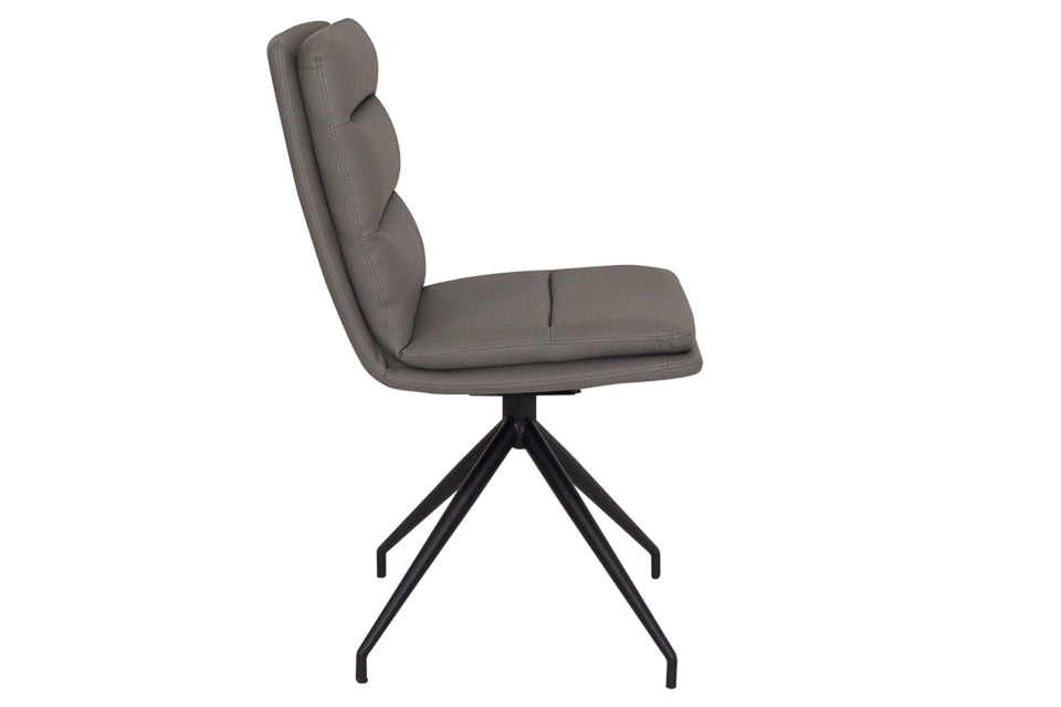 Eske - Grey Faux Leather And Metal Dining Chair