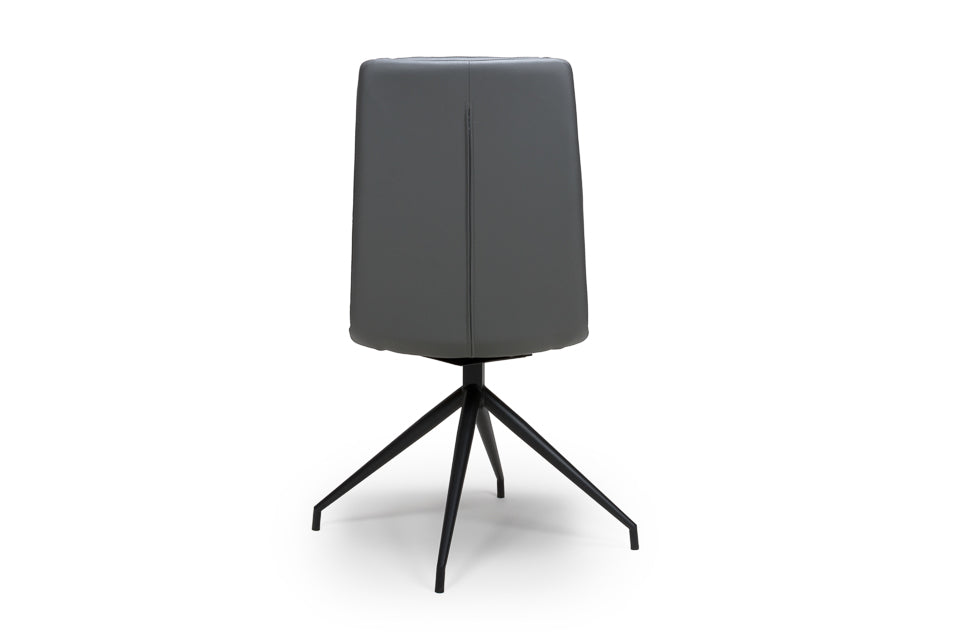 Eske - Grey Faux Leather And Metal Dining Chair