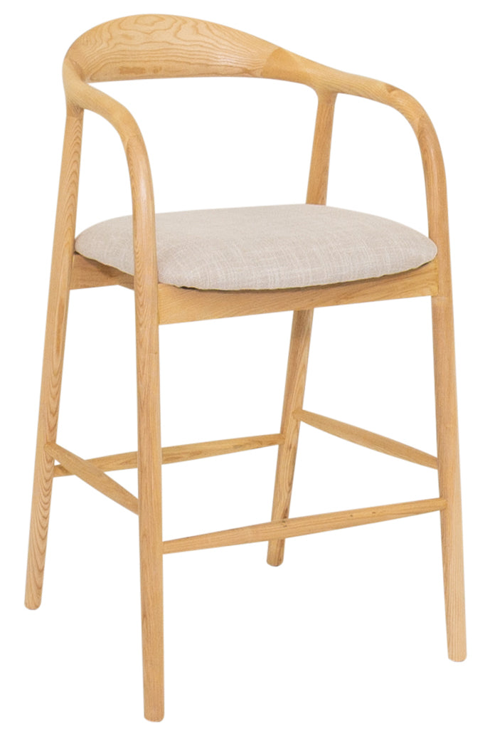 Fiordland Barstool with wood frame and fabric seat