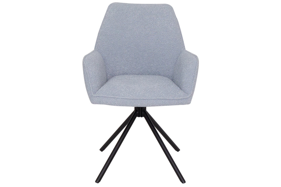 Genoa - Blue Fabric And Metal Swivel Dining Chair