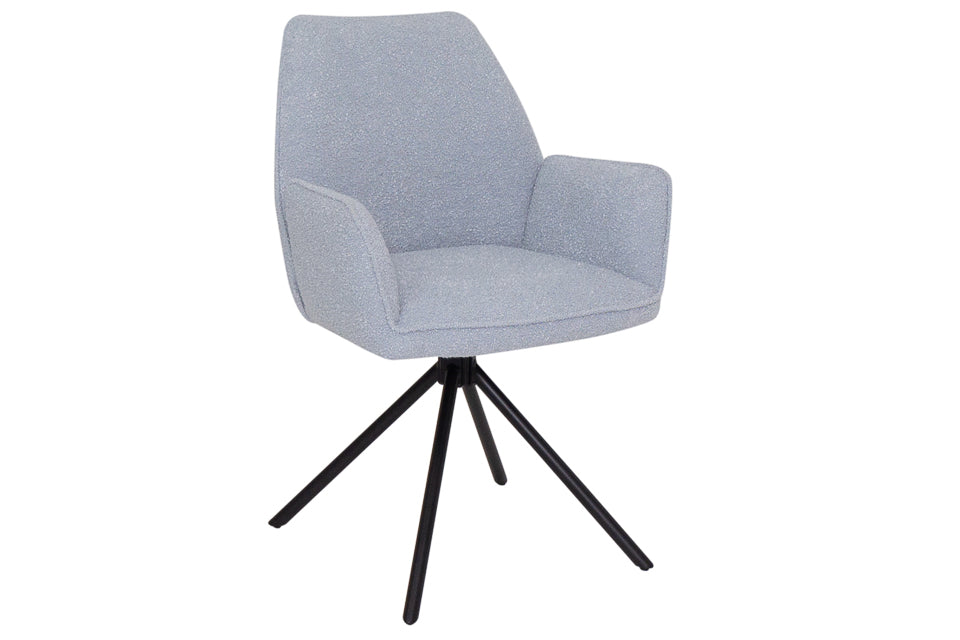 Genoa - Blue Fabric And Metal Swivel Dining Chair