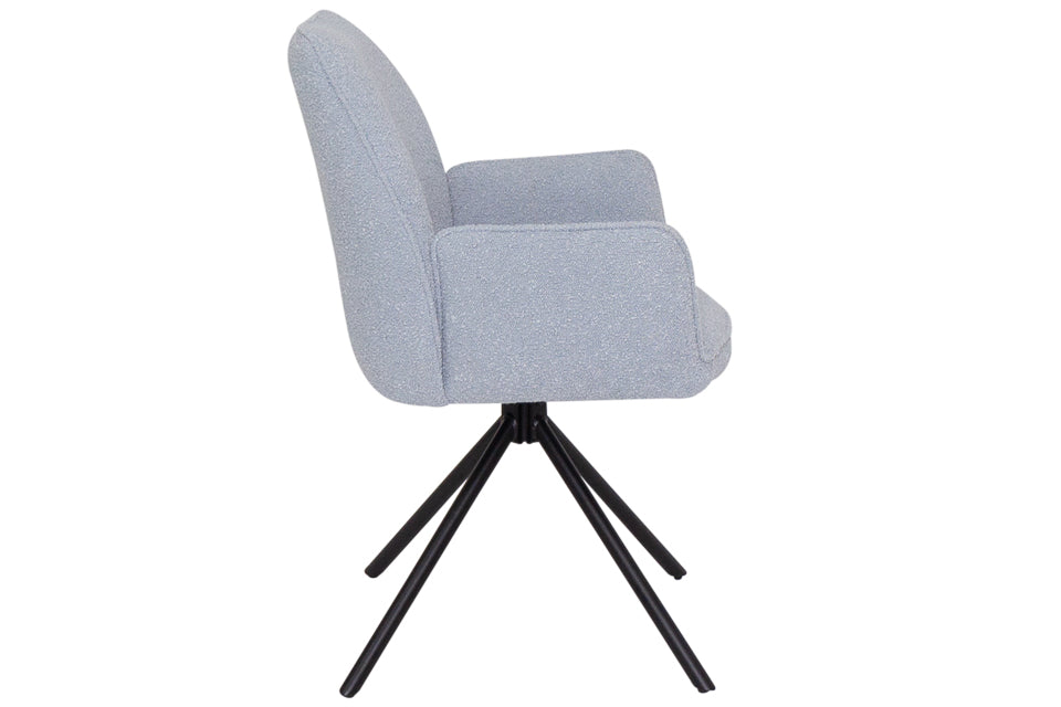Genoa - Blue Fabric And Metal Swivel Dining Chair