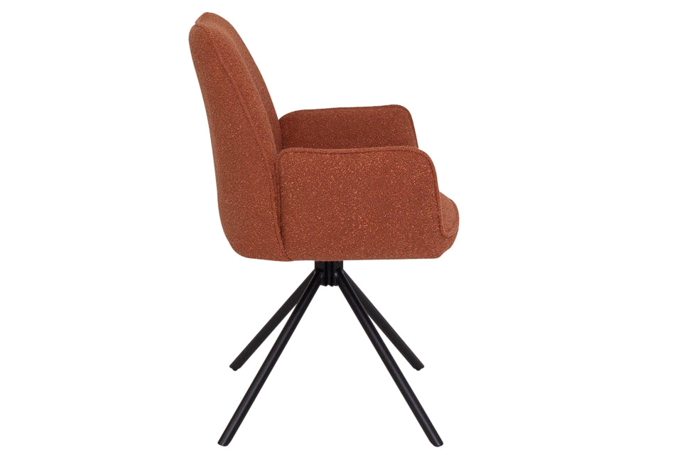 Genoa - Orange Fabric And Metal Swivel Dining Chair