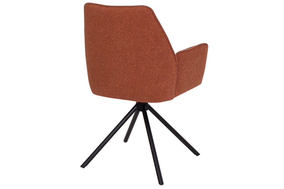 Genoa - Orange Fabric And Metal Swivel Dining Chair