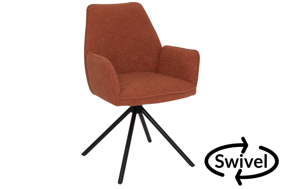 Genoa - Orange Fabric And Metal Swivel Dining Chair