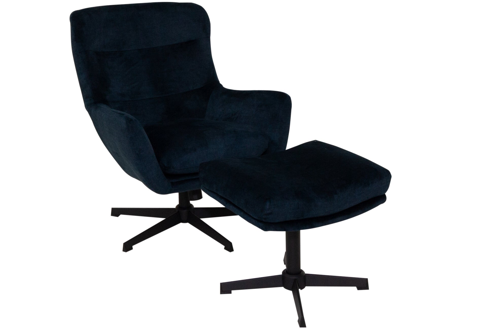 Helsinki Blue Armchair and Footstool with black bases