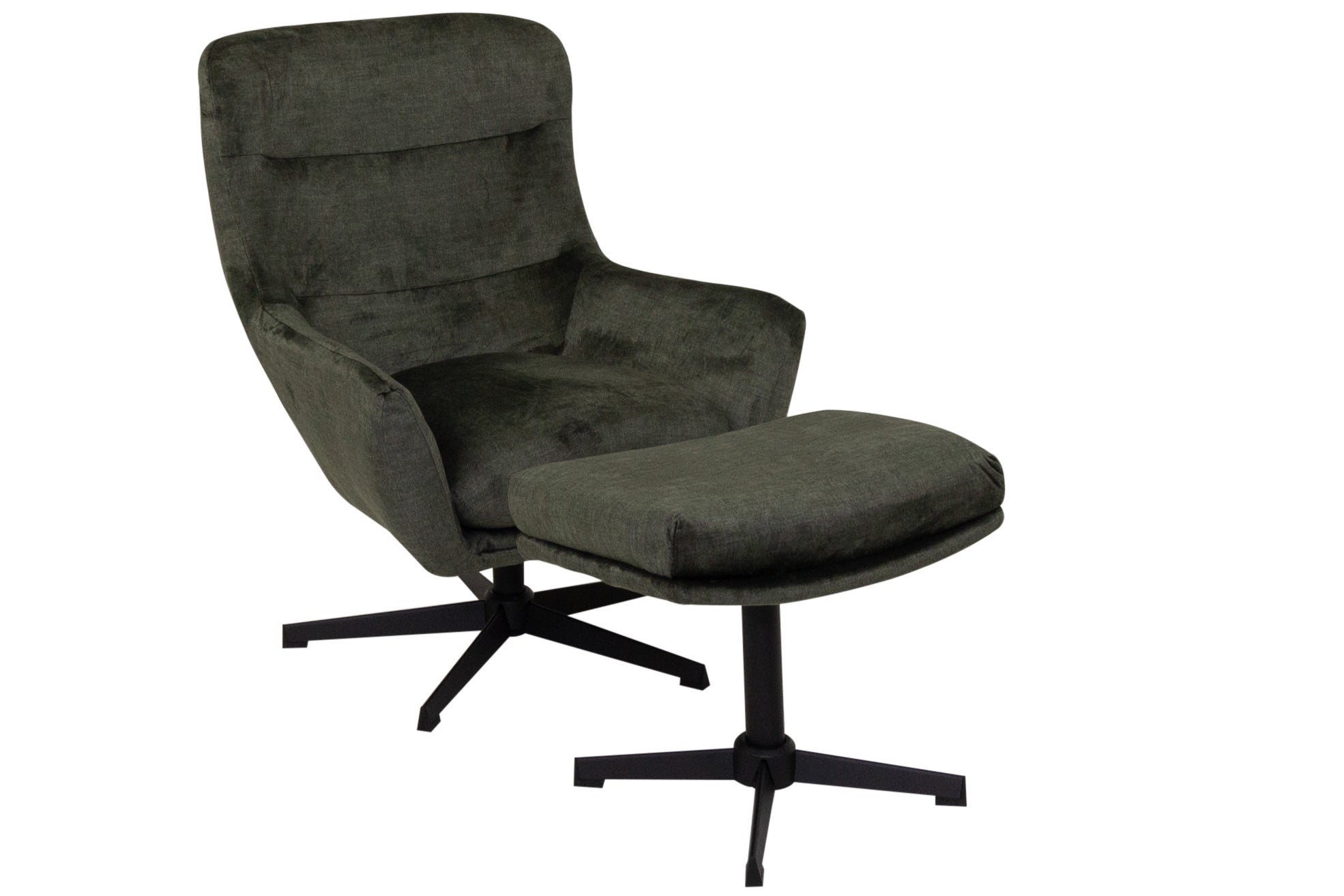 Helsinki Green Armchair and Footstool with black bases