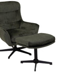 Helsinki Green Armchair and Footstool with black bases
