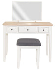 Eimear - Cream And Oak Dressing Table Set Including Stool And Mirror