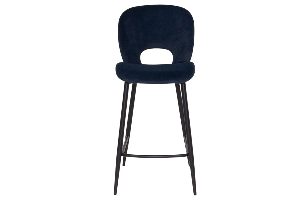 Slane - Blue Fabric And Metal Counter Bar Stool (Navy)