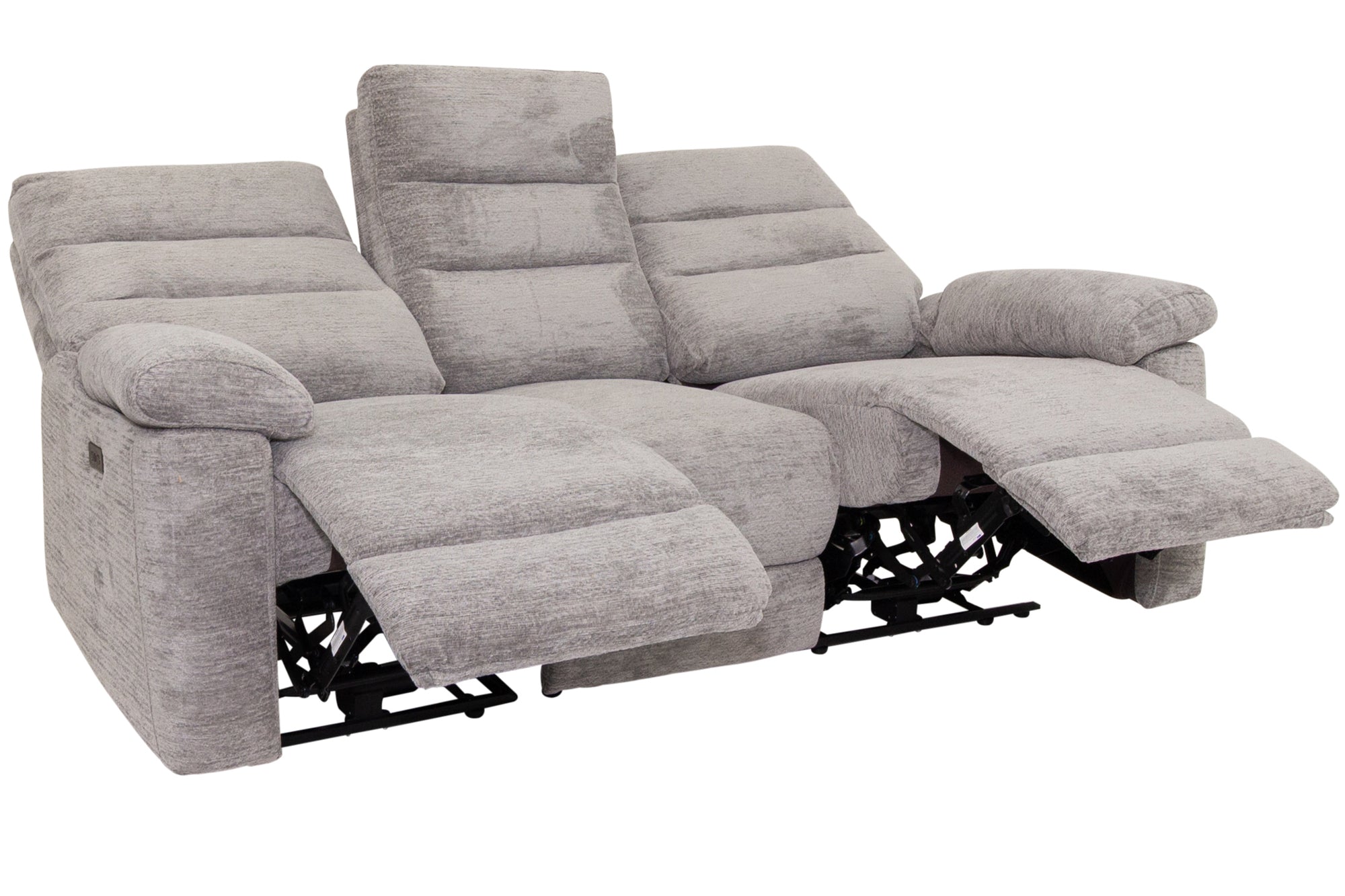 Kent - Grey Fabric 3 Seater Power Recliner Sofa