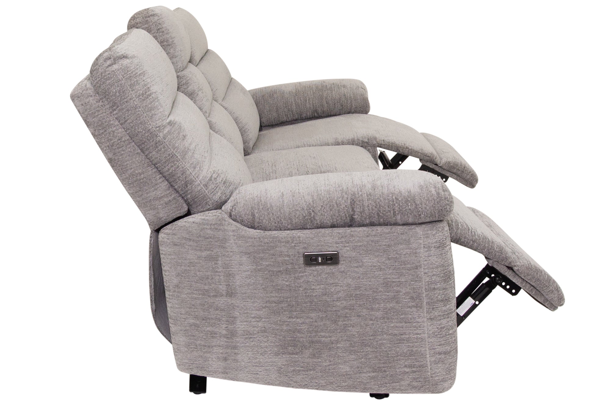 Kent - Grey Fabric 3 Seater Power Recliner Sofa
