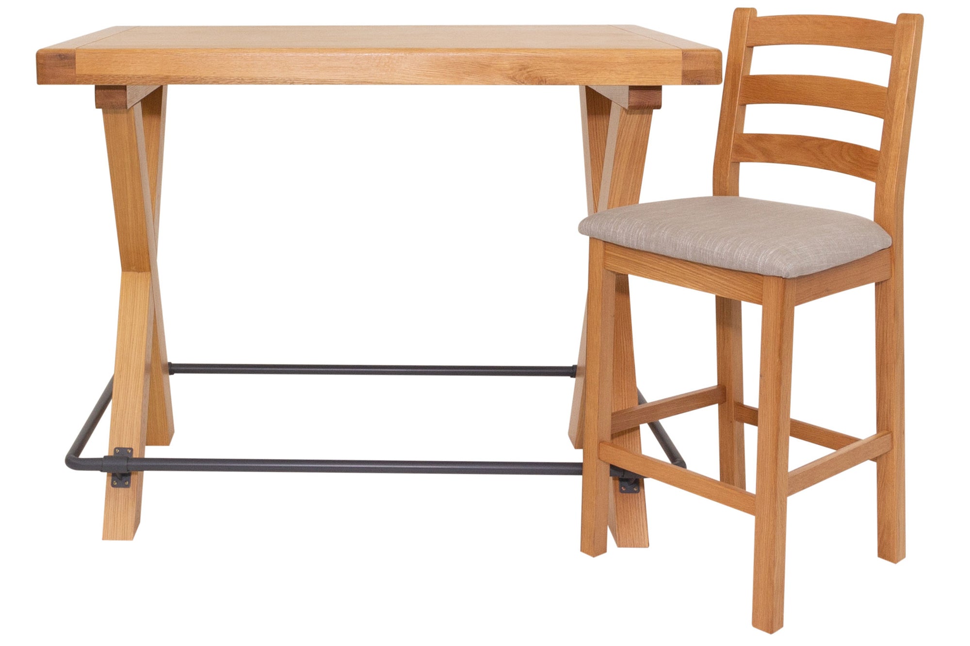 Kinvara - Oak Bar Stool With Grey Seat