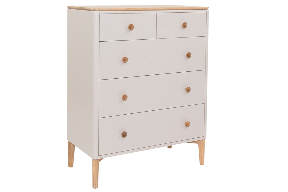 Ardagh - Taupe And Oak 5 Drawer Chest Of Drawers