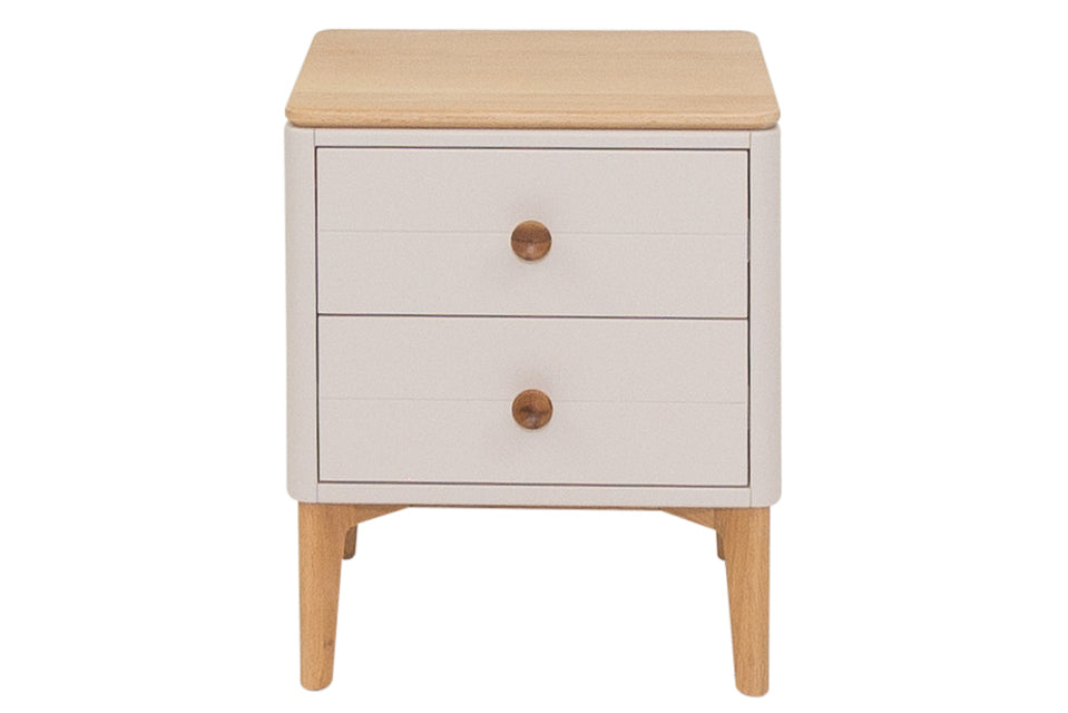 Ardagh - Taupe And Oak 2 Drawer Bedside Locker