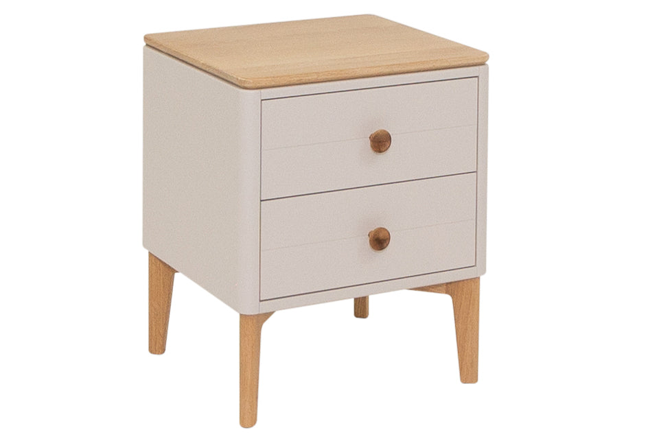 Ardagh - Taupe And Oak 2 Drawer Bedside Locker