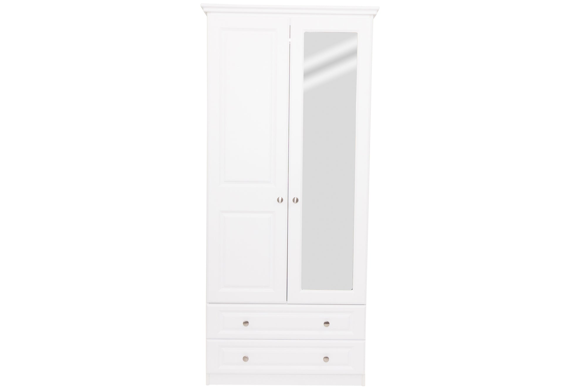 Saturn - White 2Dr And 2 Darwe Wardrobe With Mirror