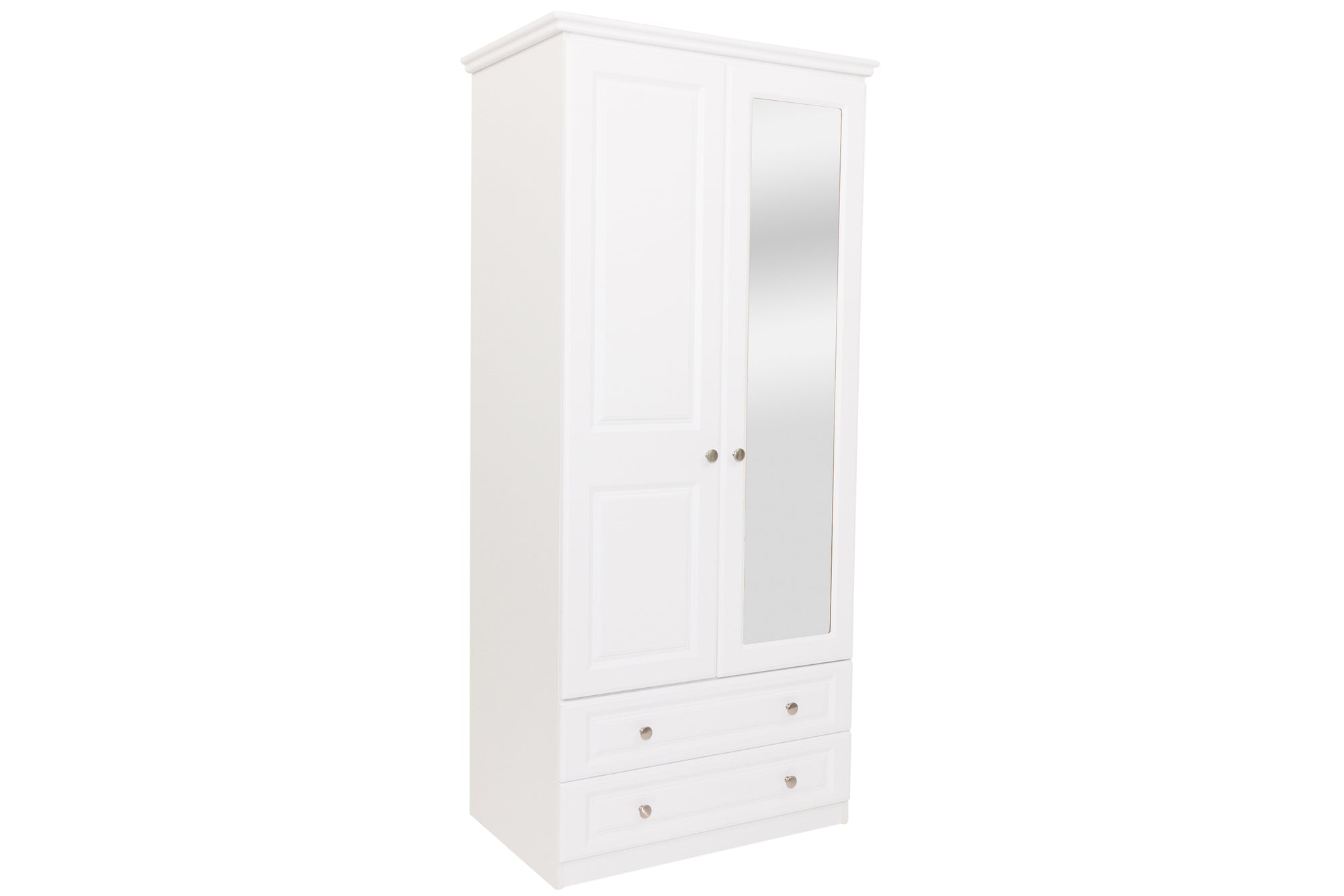 Saturn - White 2Dr And 2 Darwe Wardrobe With Mirror