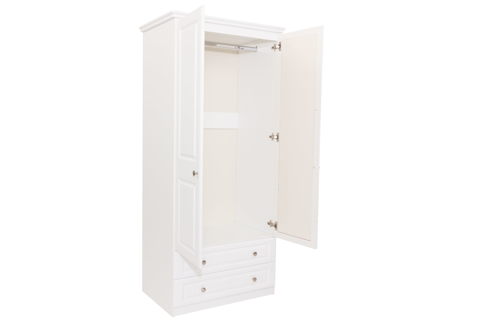 Saturn - White 2Dr And 2 Darwe Wardrobe With Mirror