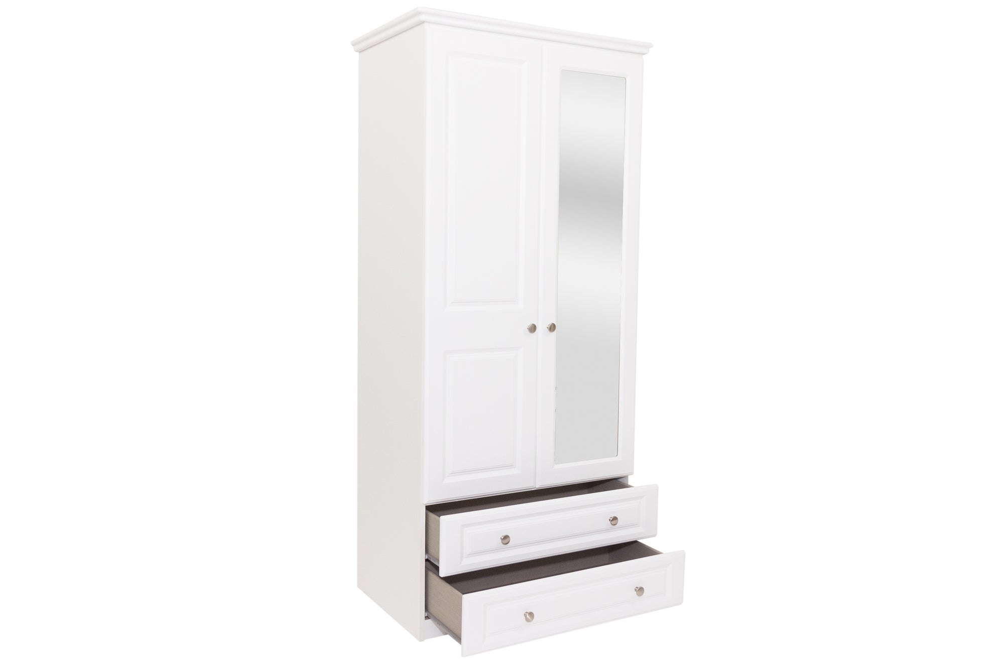 Saturn - White 2Dr And 2 Darwe Wardrobe With Mirror