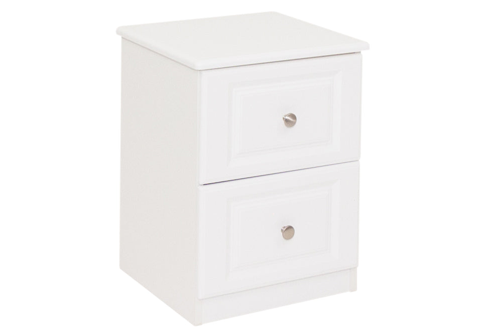 Saturn - White 2Dr Deep Bedside Locker