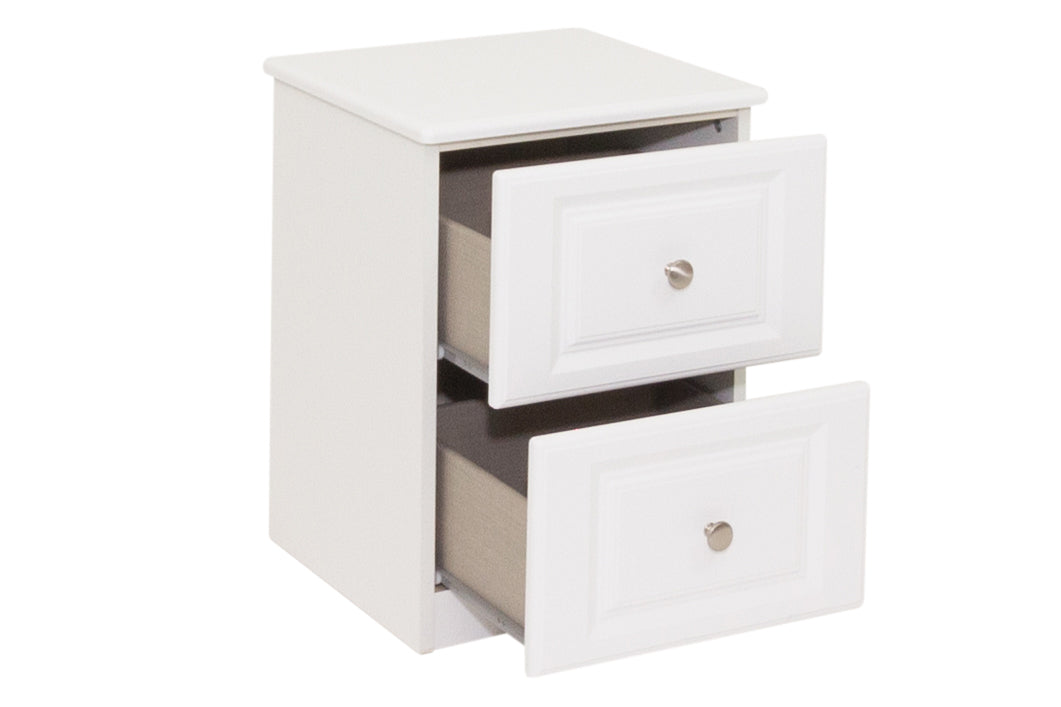 Saturn - White 2Dr Deep Bedside Locker