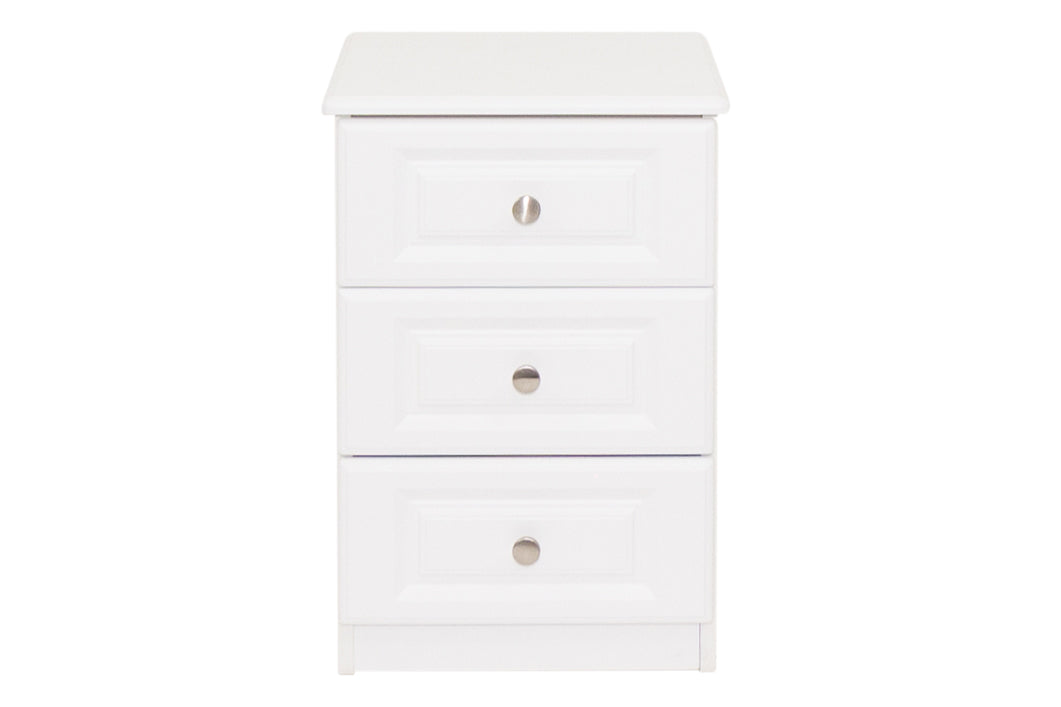 Saturn - White 3Dr Deep Bedside Locker