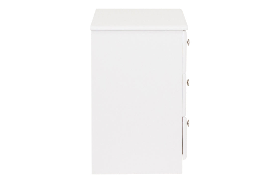 Saturn - White 3Dr Deep Bedside Locker