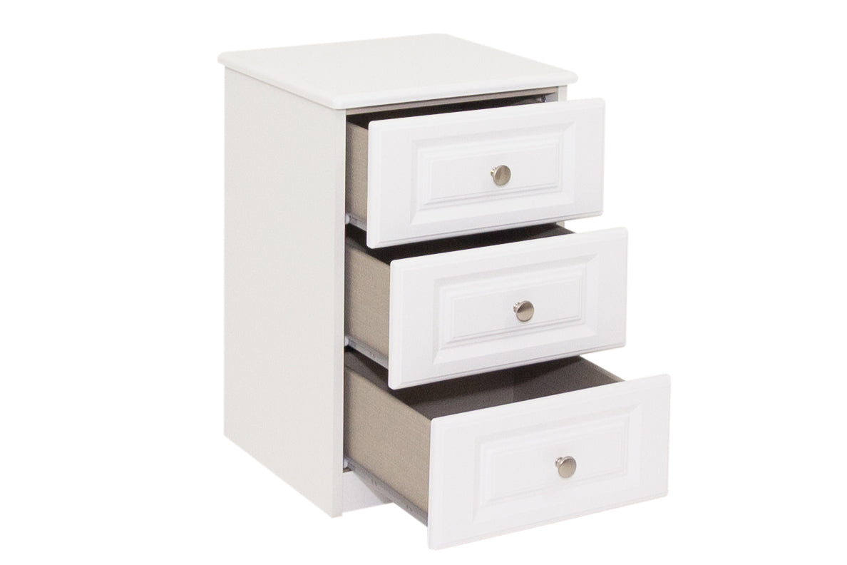 Saturn - White 3Dr Deep Bedside Locker