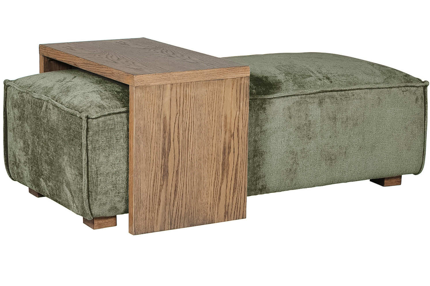 Jackie Green Fabric ottoman and Wood Coffee Table
