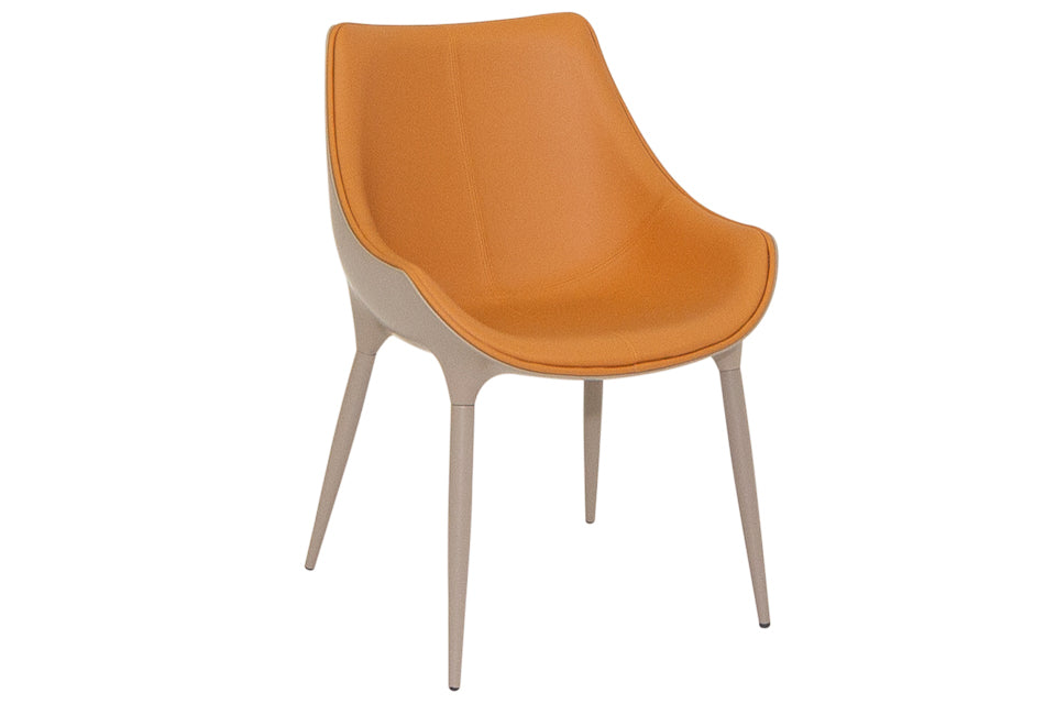 Kingston - Orange Faux Leather And Metal Dining Chair