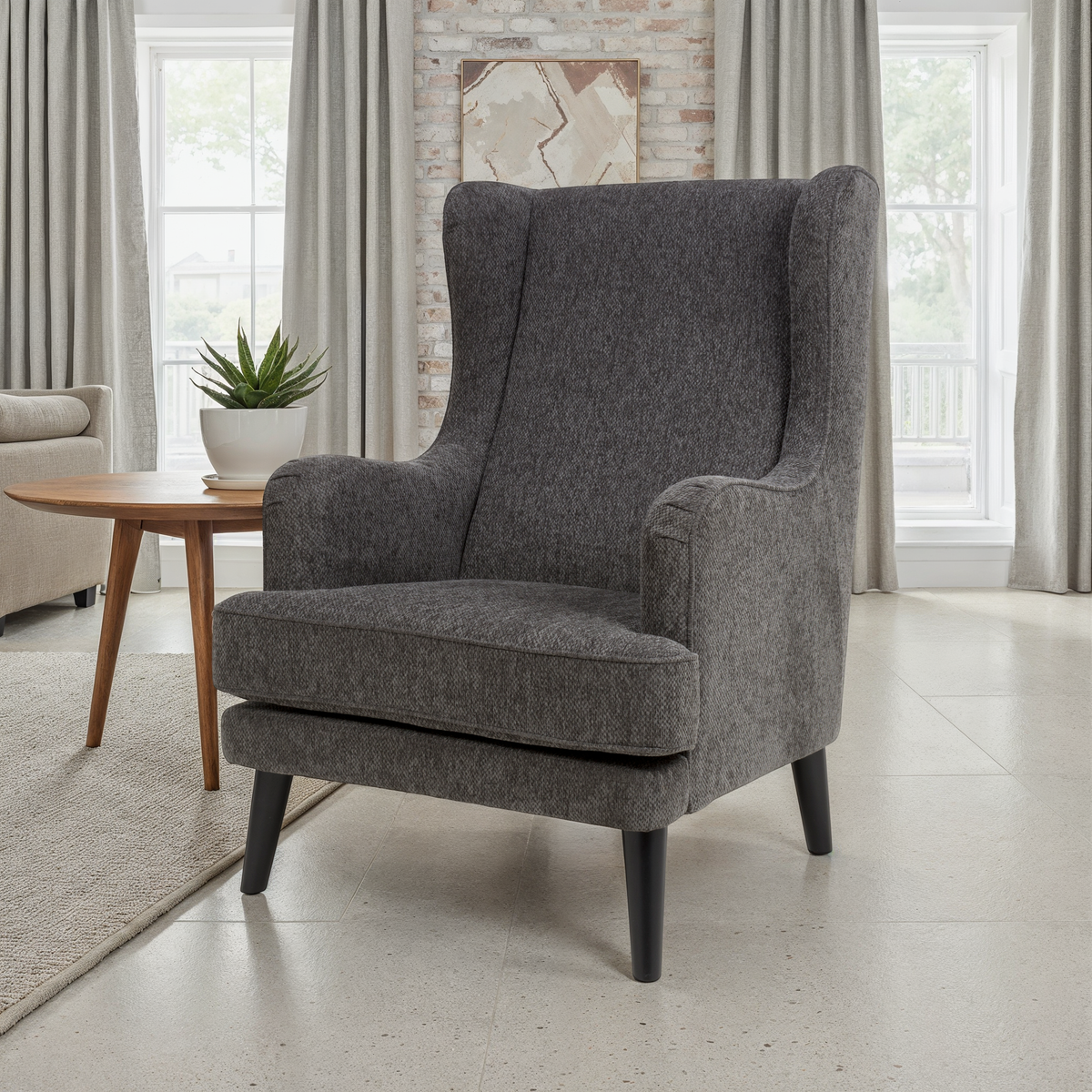 Ellen - Grey Fabric Accent Armchair