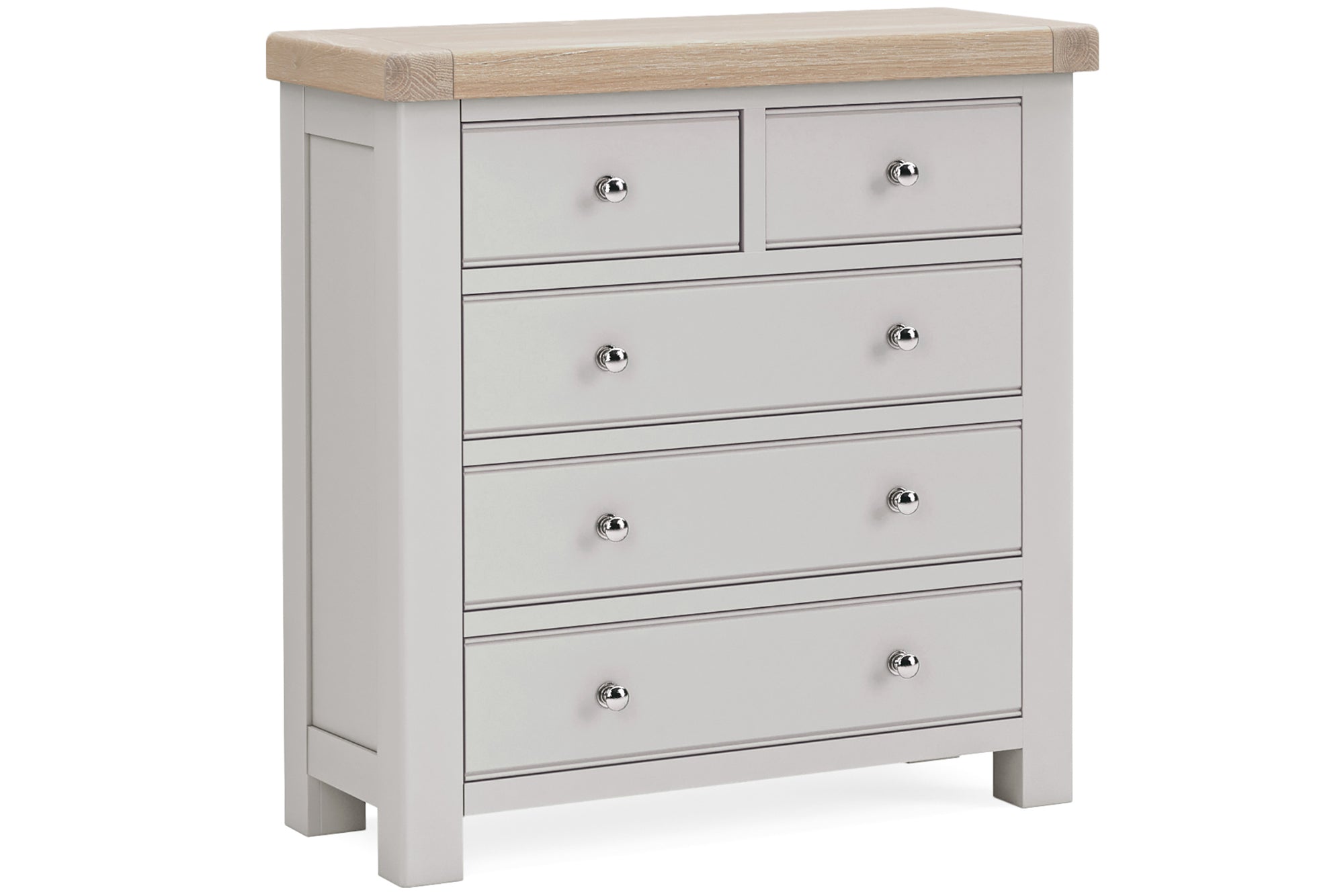 Kilronan Grey 2 Over 3 Chest with an oak top