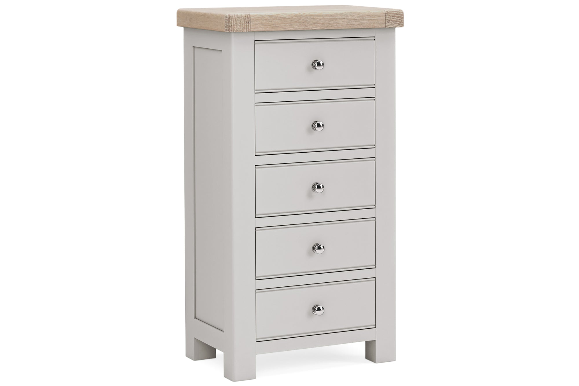 Kilronan grey and oak 5 Drawer Narrow tall Chest