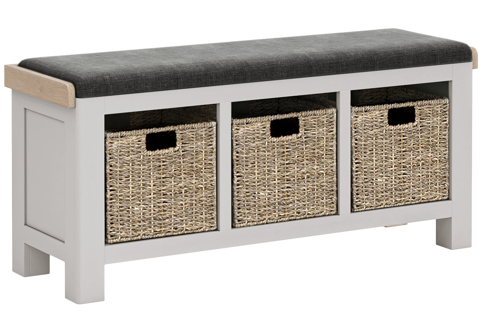 Kilronan Charcoal fabric Storage Bench with baskets