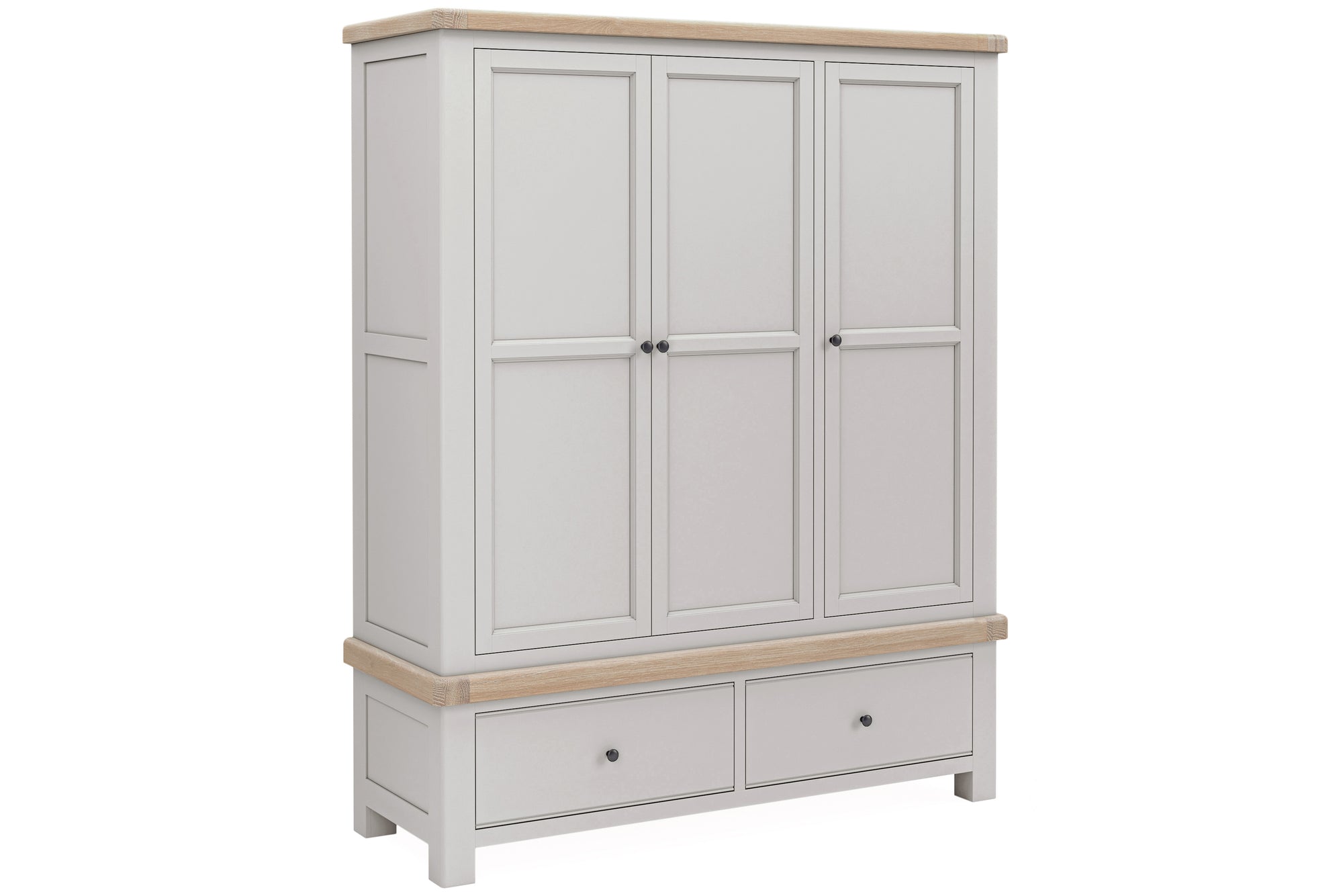 Kilronan Grey and Oak Triple Wardrobe With 2 Drawers