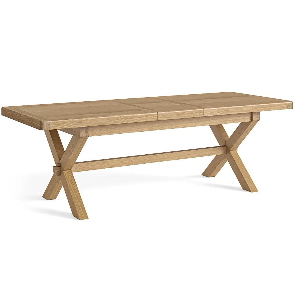 Kinvara oak Cross leg Extension Dining Table 2 metres to 2.4 metres